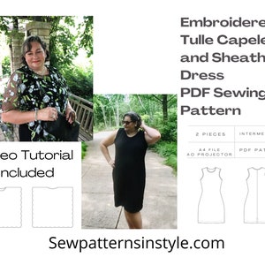 Embroidered Cape and Sheath Dress PDF Sewing Pattern