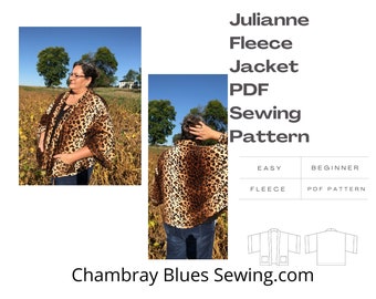 Julianne Fleece Kimono Cardigan Jacket PDF Sewing Pattern