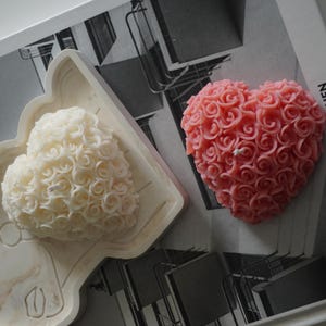 Rose Heart Olive Wax Candle | Valentine&#39;s Day | Heart | Roses | Sculpture Candle | Decoration | Gift | Scented Candle