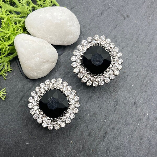 Tunnel Fleshtunnel Plugs stainless steel glitter stones rhinestones sparkling 8/10/12 mm black/dark blue