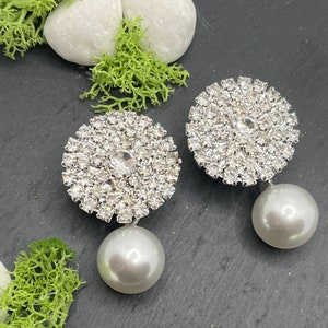 Tunnel flesh tunnel plugs stainless steel glitter rhinestones beads silver sparkling 8/10/12/14 mm