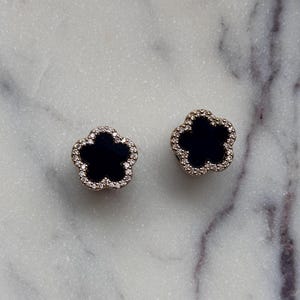 Tunnel Fleshtunnel Plugs Stainless Steel Glitter Stones Rhinestones Cloverleaf Black/White/Gold/Silver 8 mm