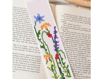 Zakładka Wildflowers cyfrowy wzór haftu krzyżykowego, wzór zakładki kwiatowej, pobierz PDF, zakładka haft krzyżykowy, zakładka kwiatowa