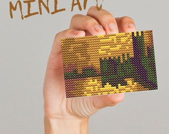 MINI Monet digital cross stitch pattern, Houses of Parliament, cross stitch famous art PDF pattern, tiny xstitch, famous mini art