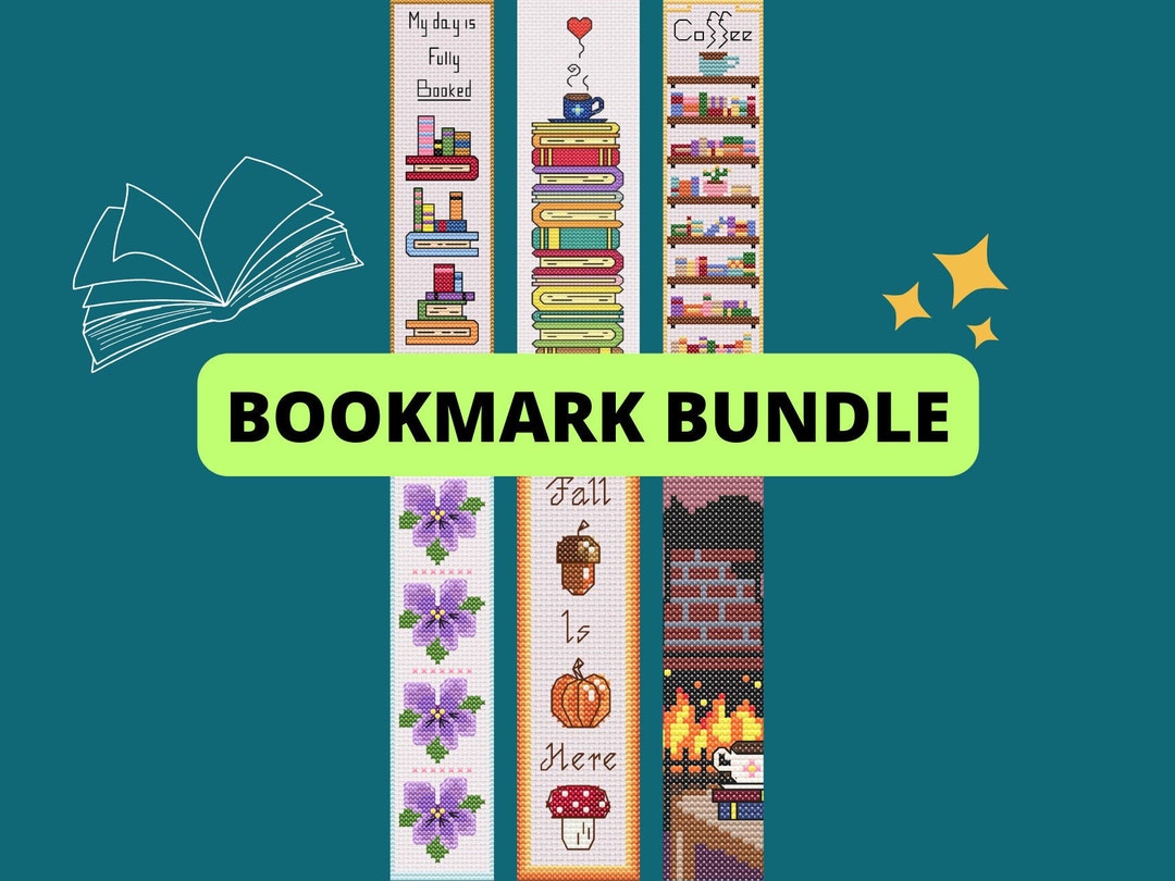 BOOKMARK BUNDLE Digital Cross Stitch Pattern, Cozy Bookmark Pattern