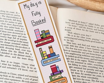 My day is fully booked cross stitch PDF pattern, funny quote bookmark pattern, bookmark cross stitch gift, book reading cross stitch pattern