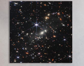 James Webb First Deep Field Wall Art, NASA Art, Huge Canvas Wall Decor, Universe Art, James Webb Telescope Canvas, First Deep Field Wall Art