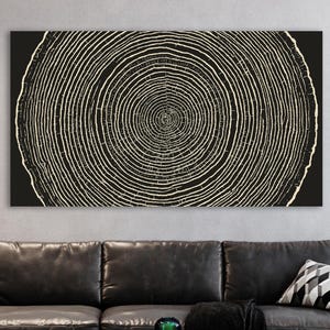 Tree Rings Canvas, Huge Canvas Wall Decor, Tree Rings Wall Art, Modern Wall Decor, Tree Rings Art Print, Abstract Tree Rings Art