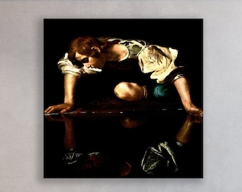 Narcissus 1597-1599 Canvas, Caravaggio Art, Huge Canvas Home Decor,  Narcissus Wall Decor, Caravaggio Canvas, Narcissus by Caravaggio