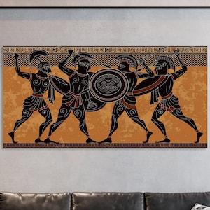 Ancient Greek Warriors Wall Art, Huge Canvas Home Decor, Ancient Greek Warriors Wall Decor, Greek Warriors Canvas Print, Spartans Art