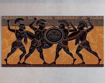 Ancient Greek Warriors Wall Art, Huge Canvas Home Decor, Ancient Greek Warriors Wall Decor, Greek Warriors Canvas Print, Spartans Art
