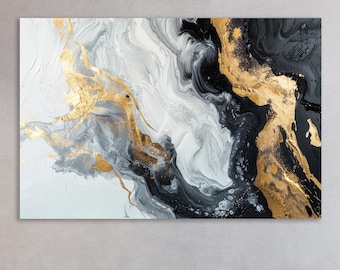 Abstract Wall Art, Gold Detailed Abstract Canvas, Huge Canvas Home Decor, Abstract Art Print, Gold Detailed Abstract Wall Decor