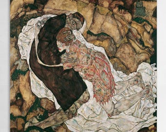 Death and the Maiden Wall Art, Egon Schiele Art, Huge Canvas Home Decor, Death and the Maiden Canvas, Egon Schiele Print