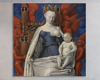 The Virgin and Child with Angels Wall Art, Jean Fouquet, Fouquet Madonna, The Virgin and Child with Angels Canvas, Jean Fouquet Art Print