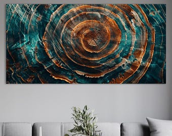 Tree Rings Canvas, Huge Canvas Wall Decor, Elegant Natural Art, Tree Rings Wall Art, Nature Art, Colorful Tree Rings Wall Decor
