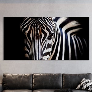 Zebra Art Print, Zebra Wall Art, Huge Canvas Wall Decor, Wild Animals Art, Zebra Wall Decor, Zebra Canvas Print, Black And White Zebra Art