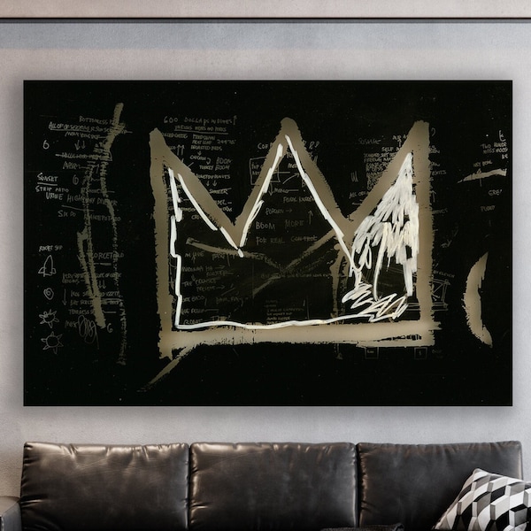 Crown 1983 Wall Art, Jean Michael Basquiat, Huge Canvas Home Decor, Basquiat's Crown Canvas, Crown 1983 Wall Art, Crown by Basquiat