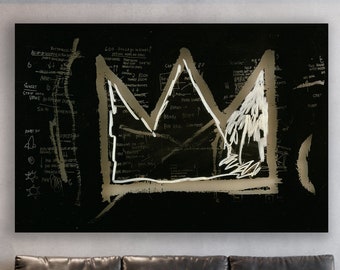 Crown 1983 Wall Art, Jean Michael Basquiat, Huge Canvas Home Decor, Basquiat&#39;s Crown Canvas, Crown 1983 Wall Art, Crown by Basquiat