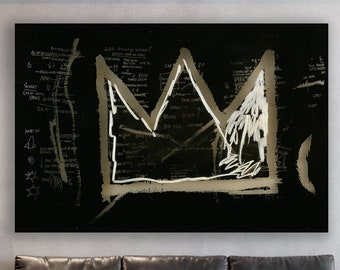 Crown 1983 Wall Art, Jean Michael Basquiat, Huge Canvas Home Decor, Basquiat's Crown Canvas, Crown 1983 Wall Art, Crown by Basquiat