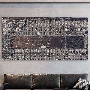 Art mural Central Park, décoration murale New York, immense toile d'art murale, vue satellite de Central Park, art new-yorkais, carte Central Park Impression artistique