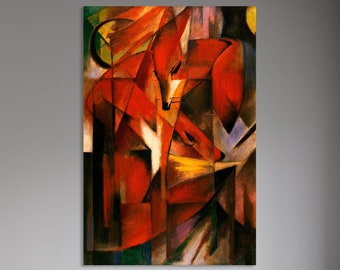 Impresión en lienzo de "Los Zorros" (1913), arte mural de Franz Marc, lienzo gigante para decorar paredes, arte de "Los Zorros", impresión artística de Franz Marc, "Los Zorros" de Marc (1913)