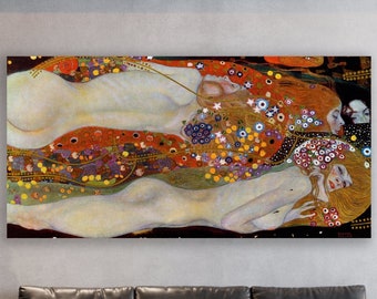 Water Serpents II Wall Art, Gustav Klimt Art, Huge Canvas Wall Art, Water Serpents II Canvas, Klimt Canvas, Water Serpents II by Klimt