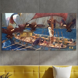 Ulysses and the Sirens Wall Art, John William Waterhouse Art, Huge Canvas Wall Art, Ulysses and the Sirens Art Print, William Waterhouse
