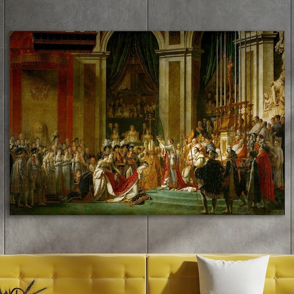 La coronación de Napoleón Wall Art, Jacques Louis David Canvas Print, enorme decoración del hogar de lienzo, Le Sacre de Napoleon Art, Jacques Louis David