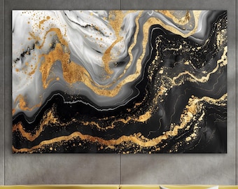 Gold Detailed Abstract Wall Art, Huge Canvas Home Decor, Abstract Canvas, Abstract Print, Gold Detailed Abstract Wall Decor, Abstract Art