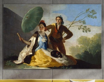 The Parasol Wall Art, Huge Canvas Home Decor, The Parasol Canvas, Francisco Goya Wall Decor, The Parasol Print, Francisco Goya Canvas Print