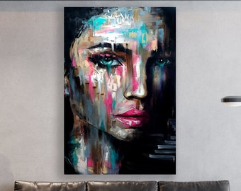 Woman Art Canvas, Woman Painting Wall Art, Huge Canvas Wall Decor, Woman Artistic Art