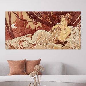 Dusk 1899 Wall Art, Huge Canvas Wall Art, Alphonse Mucha Canvas Print, Dusk 1899 Art Print, Alphonse Mucha Art, Dusk 1899 by Mucha