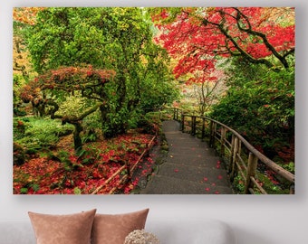 Butchart Garden Art, Trees Wall Art, Huge Canvas Home Decor, Butchart Garden Canvas Print, Nature Art, Colorful Trees Art, Spring Art Print