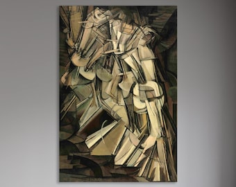 Nude Descending a Staircase, No. 2 Wall Art, Marcel Duchamp Art, Huge Canvas Home Decor, Nude Descending a Staircase by Duchamp Canvas