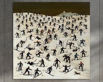 Arte mural de esquiadores, arte vintage de esquí, lienzo gigante, Franz Sedlacek, impresión retro de esquí, decoración de pared de esquiadores, esquiadores de Franz Sedlacek