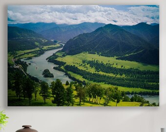 Nature Wall Decor, River Art , Huge Canvas Wall Decor, Green Art, Peaceful Canvas, Nature Wall Art