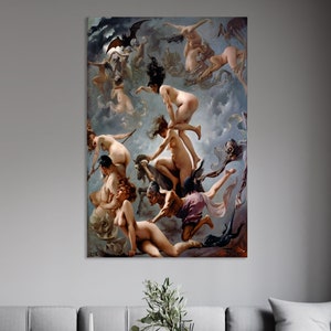 Witches Going to Their Sabbath Wall Art, Luis Ricardo Falero Art, Huge Canvas Wall Decor, Witches Going to Their Sabbath Canvas Print