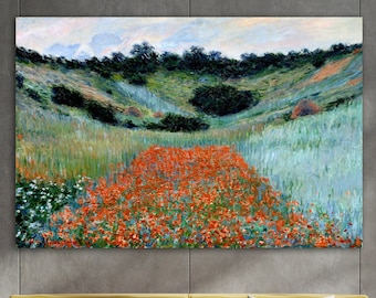 Poppy Field Wall Art, Claude Monet, Poppy Field Canvas, Huge Canvas Home Decor, Claude Monet Art, Vintage Poppy Field Wall Decor