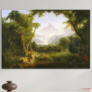 De tuin van Eden kunst aan de muur, Thomas Cole kunst, enorme canvas Home decor, de tuin van Eden 1828 canvas print, tuin van Eden door Thomas Cole
