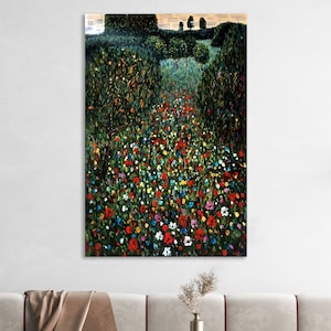 Poppy Field Wall Art, Huge Canvas Home Decor, Gustav Klimt Art, Poppy Field Wall Decor, Poppy Field by Klimt, Klimt Canvas Print
