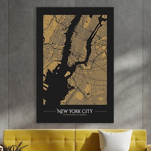 New York City Map Art Print, Enorme Canvas Home Decor, New York City Kaart Canvas, NYC Kaart Muur Kunst, New York City Street Map Wall Decor