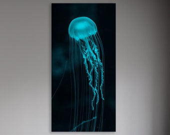 Blue Jellyfish Print Wall Art, Underwater Life Wall Decor, Huge Canvas Wall Decor, Jellyfish Painting on Canvas, Jellyfish Wall Decor