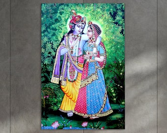 Radha Krishna Wall Art, Huge Canvas Wall Decor, Radha Krishna Wall Decor, Hindu Gods Wall Art, Radha Krishna Canvas Print, Hindu Gods Art