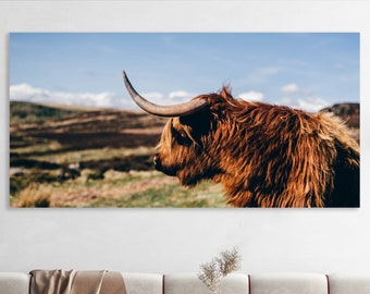 Highland Cow Wall Art, Farm Canvas, Huge Canvas Wall Decor, Highland Cattle Art, Highland Cow Art Print, Farm Canvas Print