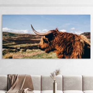 Highland Cow Wall Art, Farm Canvas, Huge Canvas Wall Decor, Highland Cattle Art, Highland Cow Art Print, Farm Canvas Print