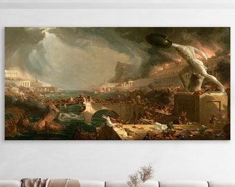 The Course of Empire 1836 Canvas Print, Thomas Cole Art, Huge Canvas Wall Art, The Course of Empire Destruction Art, Thomas Cole Wall Art