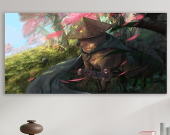 Doge Samurai Canvas, Dog Meme Gift, Huge Canvas Wall Art, Shiba Inu Art, Doge Samurai by Gabriel Lopes, Doge Samurai Wall Art