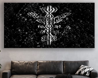 Nordic Runes Art, Viking Wall Art, Huge Canvas Home Decor, Ancient Nordic Runes, Vikings, Nordic Wall Decor, Vikings Canvas