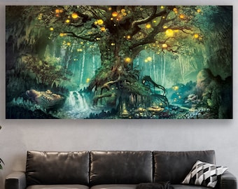 Tree Of Life Canvas, Huge Canvas Home Decor, Tree Of Life Wall Art, Sacred Tree Wall Decor, Yggdrasil Art