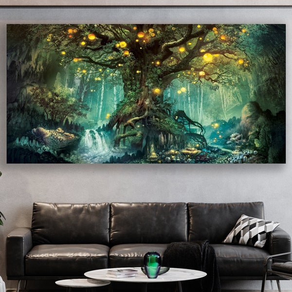 Tree Of Life Canvas, Huge Canvas Home Decor, Tree Of Life Wall Art, Sacred Tree Wall Decor, Yggdrasil Art